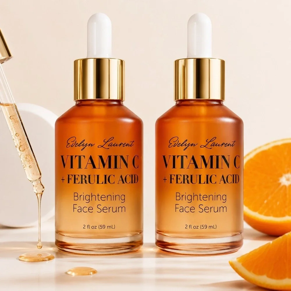 Evelyn Laurent Vitamin C + Ferulic Acid Brightening Face Serum 2oz Lot of 2